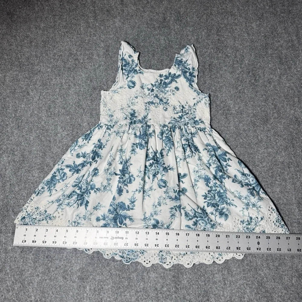 Gap x Love Shack Fancy Dress Floral and Lace Blue White Toddler Size 5 Years